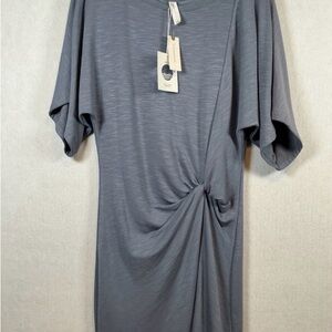 length Anthropologie Daily Practice Side-Twist Blue Gray Tee Dress